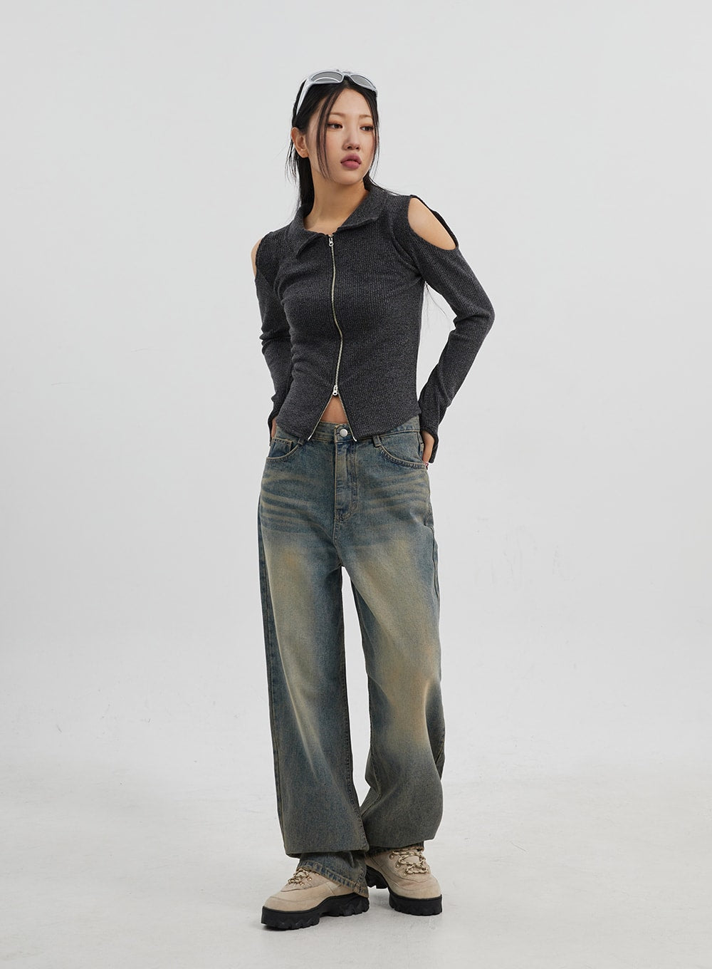 【BAON】Ieun Washing Denim Wide Pants BAON】Ieun Washing Denim Wide Pants