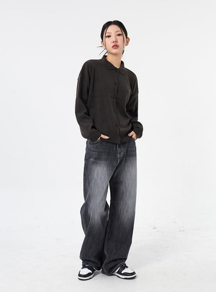 Wide Leg Black Jeans CM315