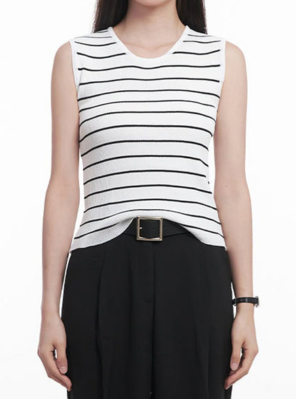 Stripe Slim Sleeveless Top IY509