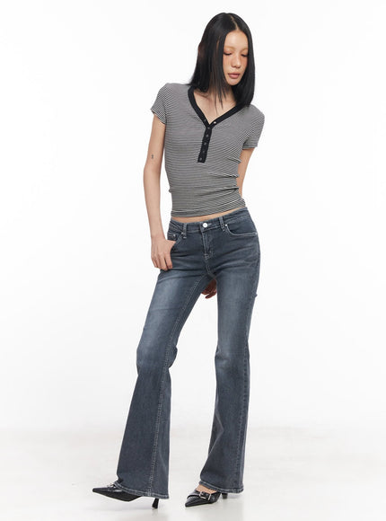 striped-buttoned-v-neck-crop-tee-cy528