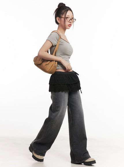 Mari Washed Mid-Rise Wide-Leg Jeans CM528