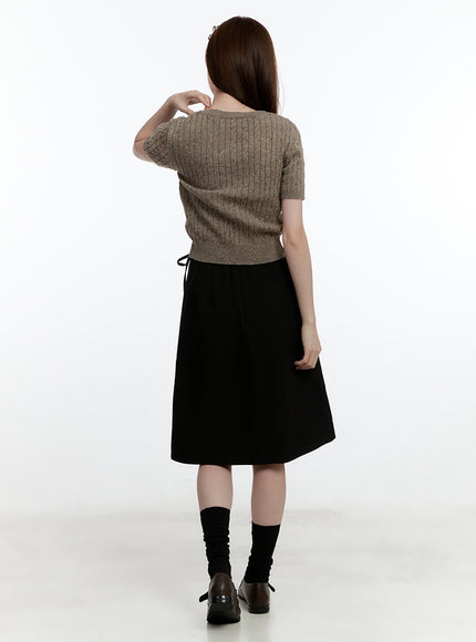 Pleated Wrap Midi Skirt CM521