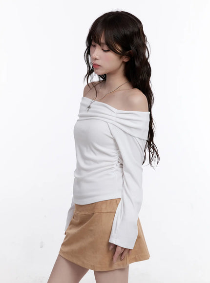 shirred-off-shoulder-long-sleeve-top-co501