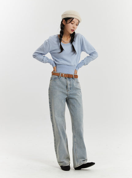 High-Waisted Full-Length Straight Leg Jeans OD320