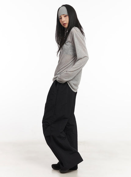 Pintuck Pocket Wide-Fit Sweatpants CA504
