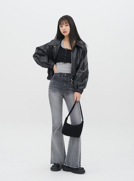 Faux Leather Crop Jacket J19