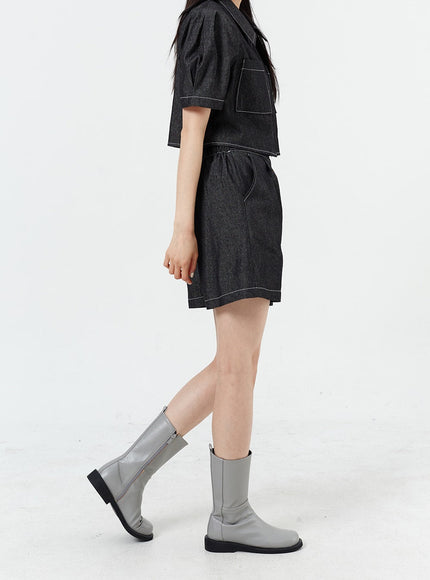 Wide Leg Denim Shorts OM317