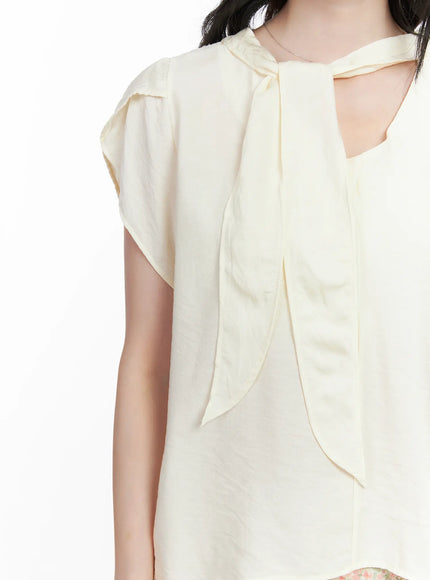 Bow Tie Short Sleeve Blouse CA509