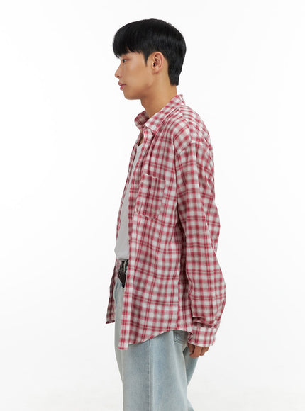 mens-checkered-collared-linen-shirt-cl429