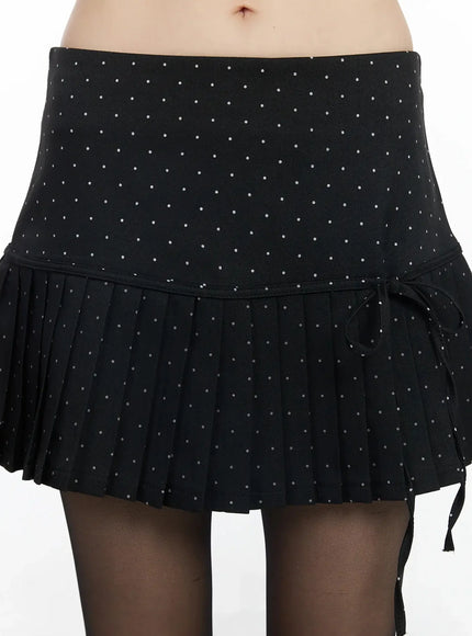 Polka Dot Pleated Mini Skirt IF505