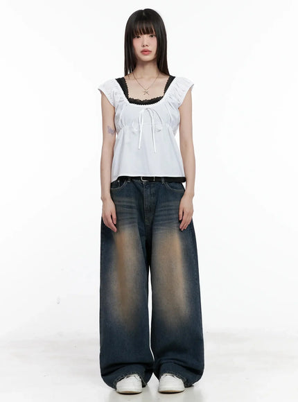 Solji Acid Washed Wide-Leg Jeans IL531