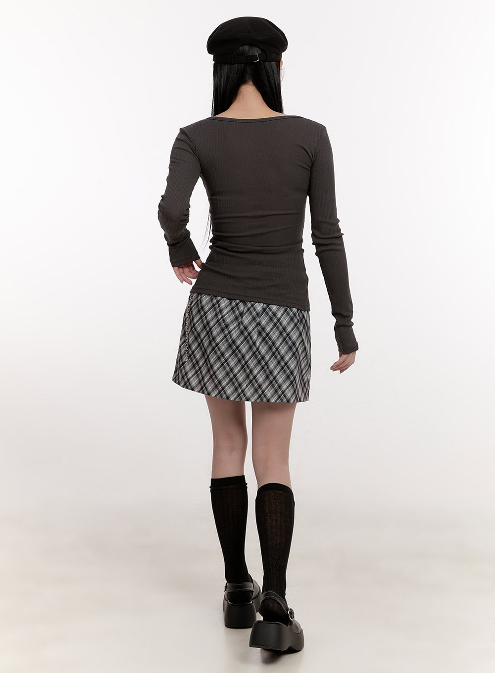 plaid-mini-skirt-cj531