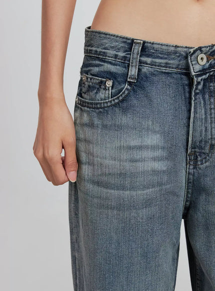 Amora Vintage Washed Wide-leg Jeans IO530