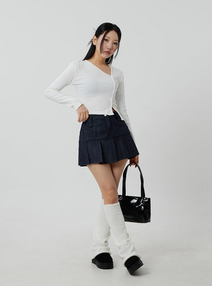 Pleated High Waist Mini Skirt CF301