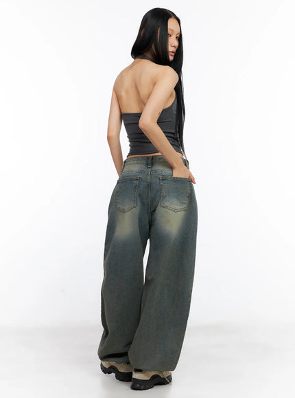 Chowon Washed Wide-Leg Denim Jeans CL530