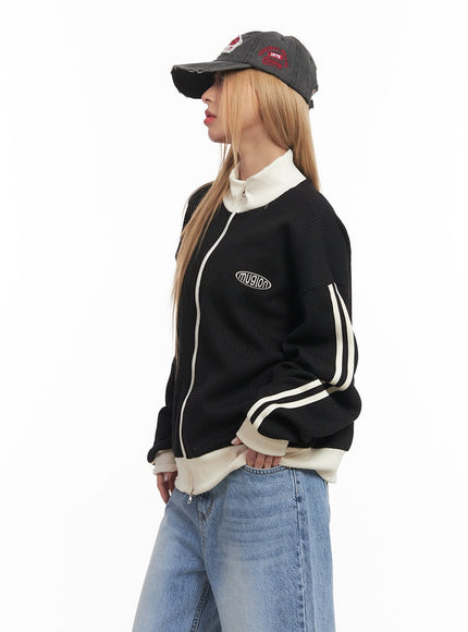 Embroidered Knit Zip-Up Track Jacket CM506