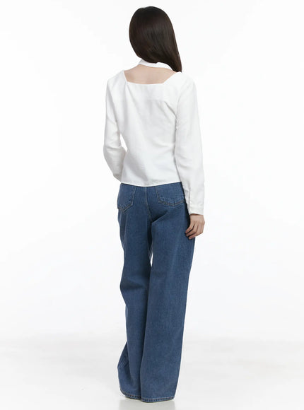 Ashlyn High-Waist Fleece-Lined Wide-Leg Jeans CJ507