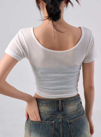 Mesh V-Neck Top IM329