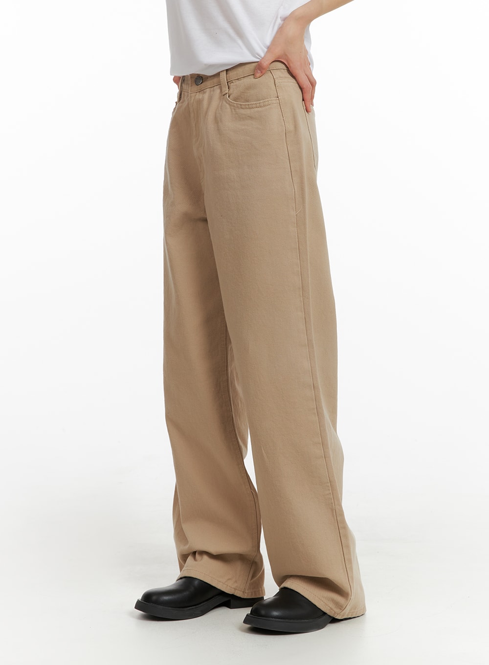 Solid Straight Leg Trousers