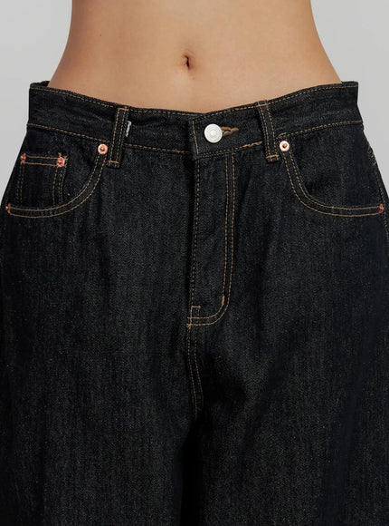 Malia Fleece-Lined Dark Wash Wide Jeans IJ502