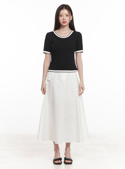 Flare Cotton Maxi Skirt IY513