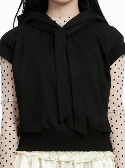 ribbon-detail-short-sleeve-hoodie-im519