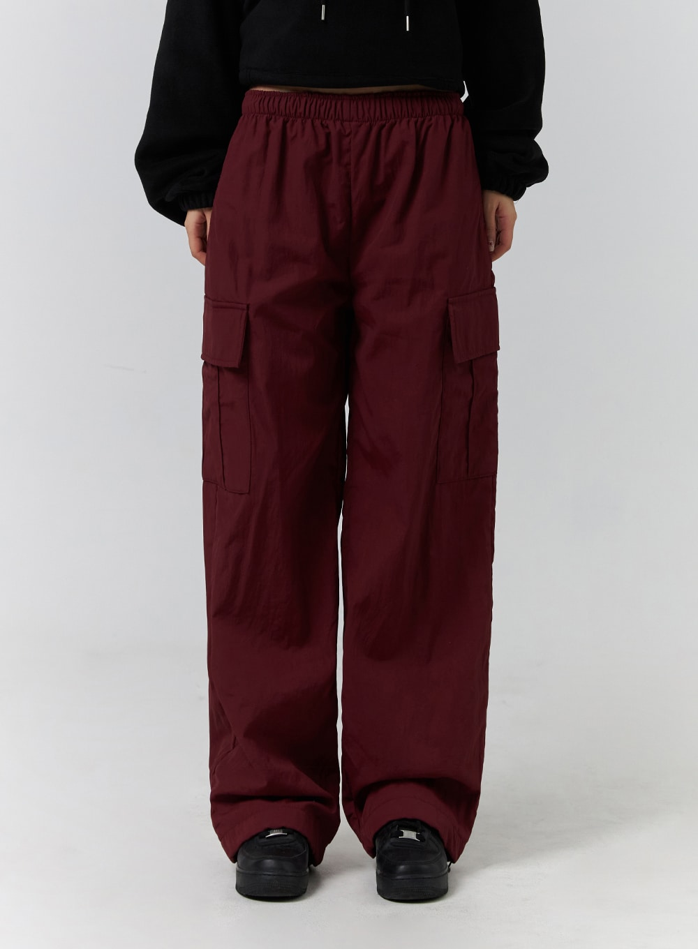 Solid Large Pocket Cargo Pants