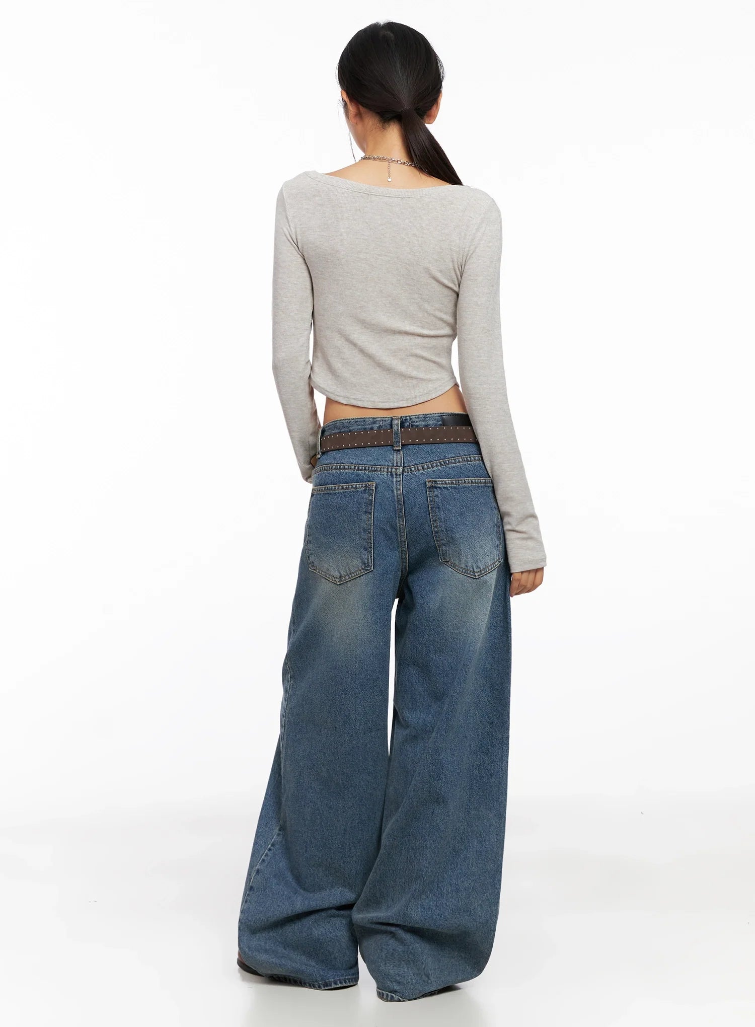 Lilah Wide-Leg Washed Jeans IG527