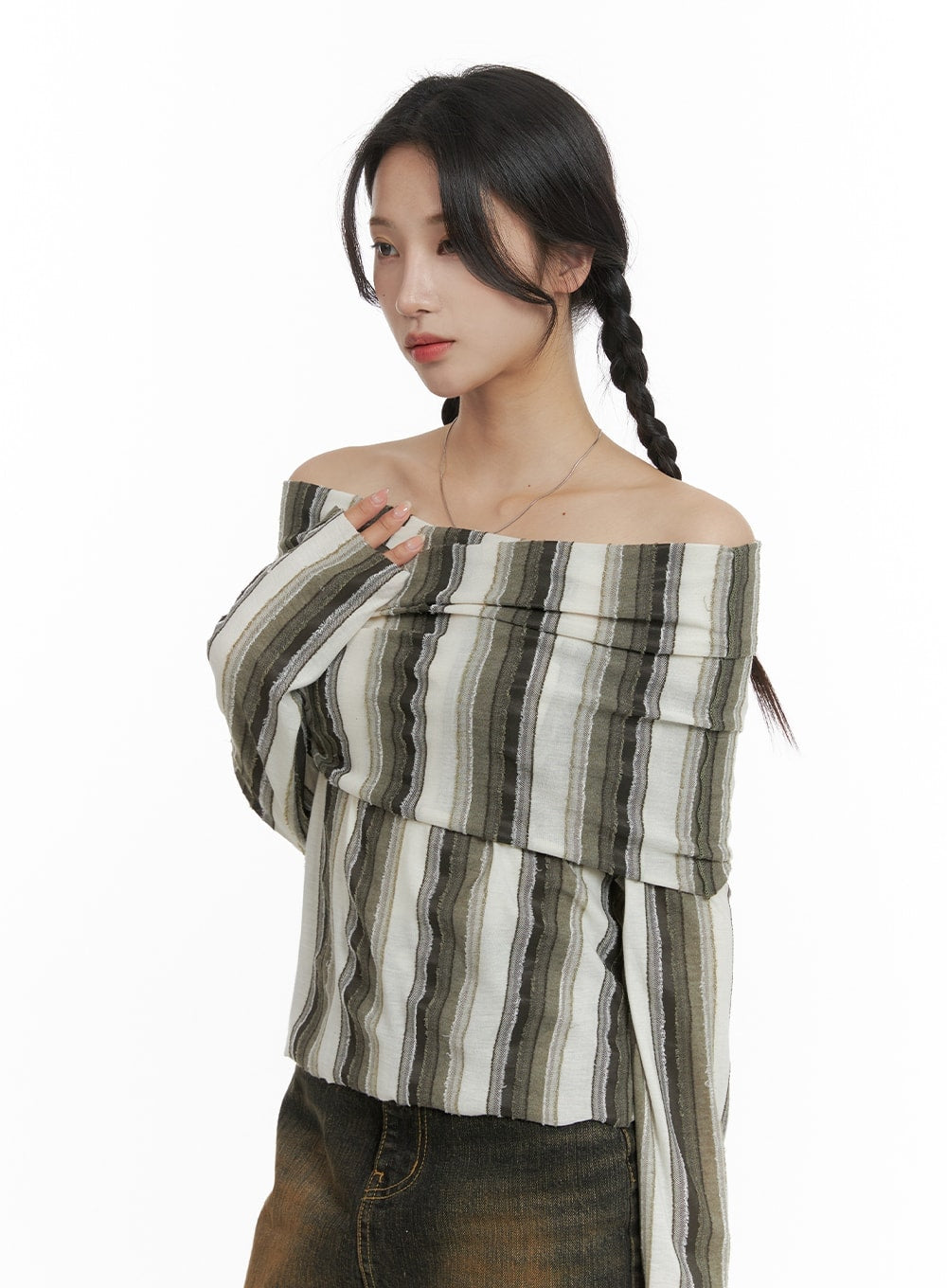  Fashion Striped Lace Up Sexy Camisole Off Shoulder