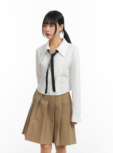 zip-up-collar-crop-shirt-with-tie-cj410