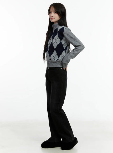 sole-fleece-lined-washed-high-waist-bootcut-jeans-cd523