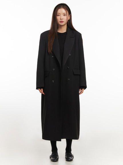 Buttoned Collared Long Coat IM513