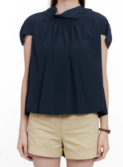shirred-ribbon-short-sleeve-blouse-cl523