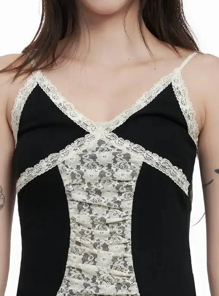 Lace Trim Detail Tank IN525