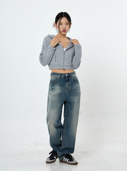 Knit Crop Hoodie Zip Up CS28