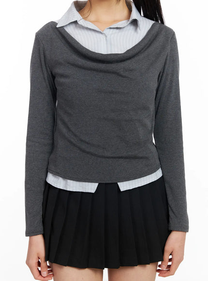 layered-button-up-cowl-neck-long-sleeve-top-cf504