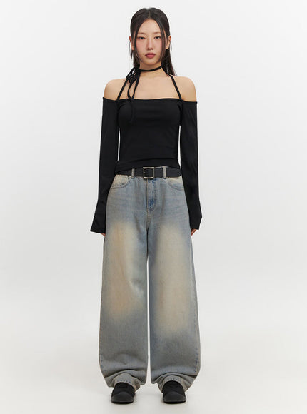 Kyla Washed Wide-Leg Baggy Jeans IF511