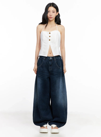 Sohee Angel Wing Print Wide-Leg Jeans IG508