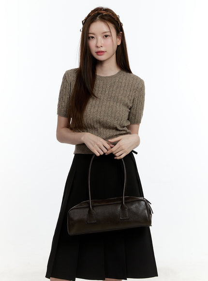 Baguette Faux Leather Shoulder Bag CM521