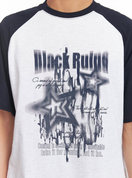 Men's Loose-Fit Graphic Raglan T-Shirt IA511