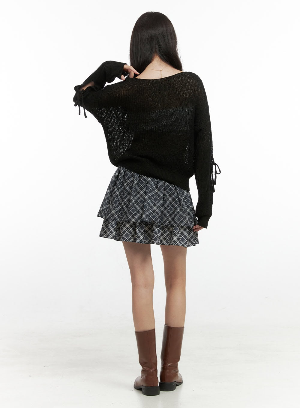 tiered-check-mini-skirt-os423