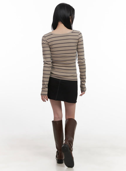 Striped Slim-Fit Long Sleeve Top CJ517