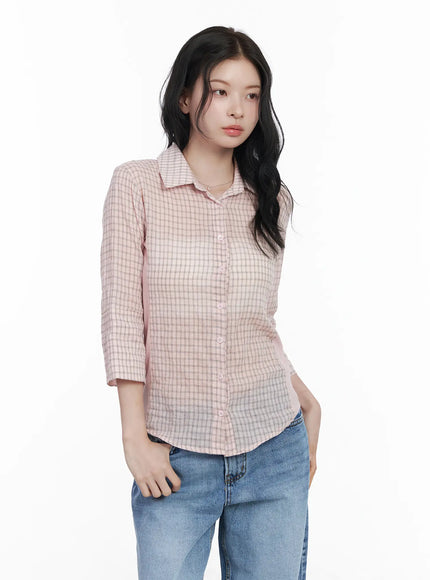slim-fit-checkered-3-4-sleeve-shirt-ca510