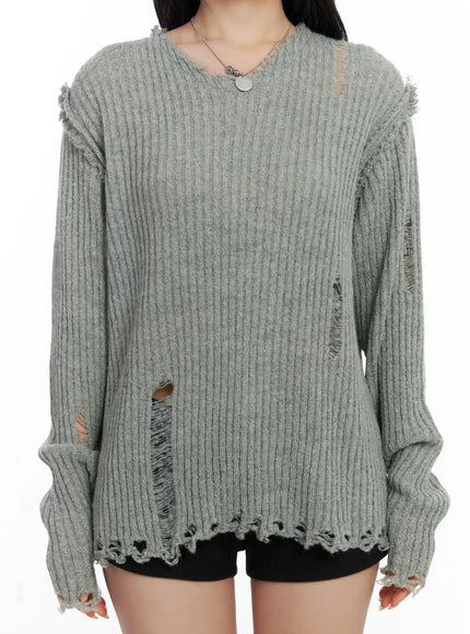 distressed-oversized-v-neck-sweater-cj515