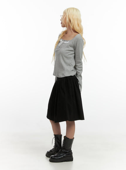 chic-buttoned-flare-cotton-midi-skirt-cs426