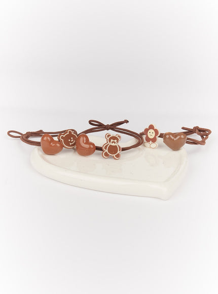 mocha-hair-tie-set-of-3-im531 / Brown