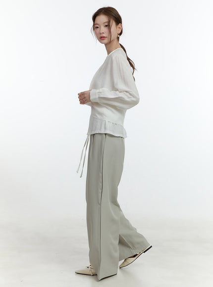 Classic Waist Layered Wide-Fit Pants CF504