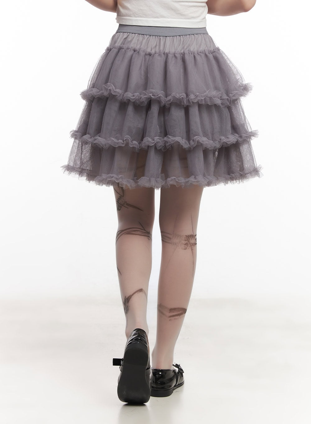 Tiered Ruffle Tulle Midi Skirt CM528