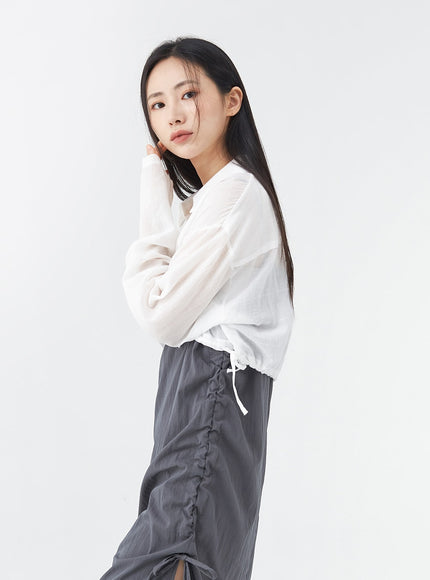 Side Shirring Sleeveless Strap Maxi Dress OG12