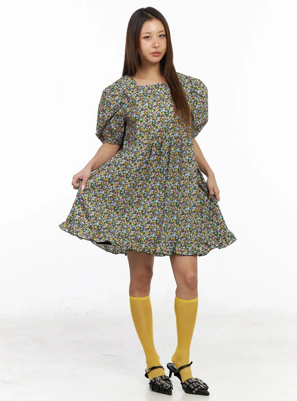 floral-puff-sleeve-babydoll-dress-iy501